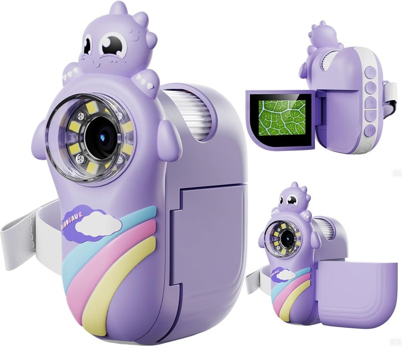 GinoCaco Kids Microscope, Handheld Digital Microscope for Kids, Photo and Video Functions, 2'' LCD Screen, Educational Science Christmas Birthday Gifts for Over 3 Years Old - Purple - Image 1